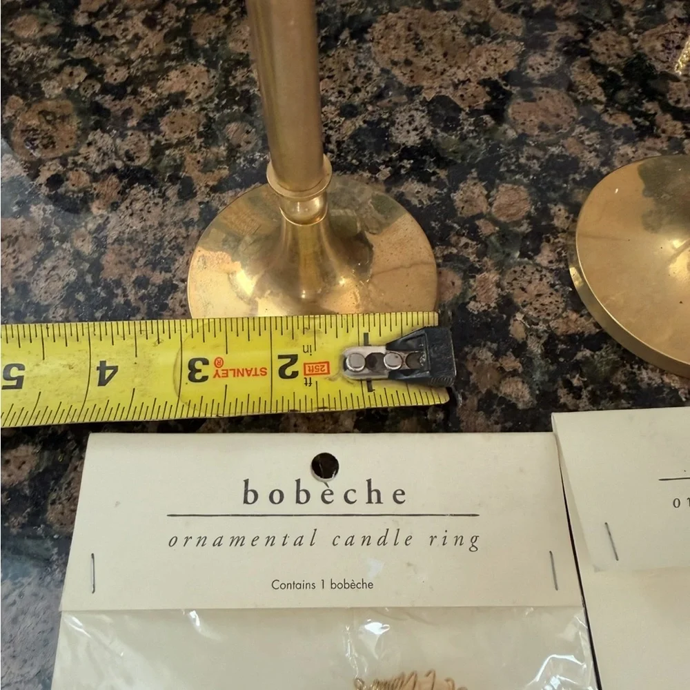 🆕 Pier 1 imports solid brass candle holders with bobeche ornamental candle ring.